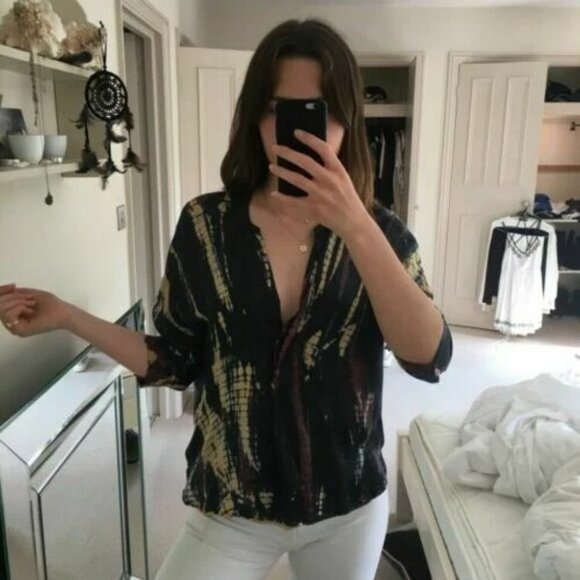 Zadig & Voltaire Chemise Tara Blouse Top Tie Dye Printed Kimono M - Picture 1 of 6